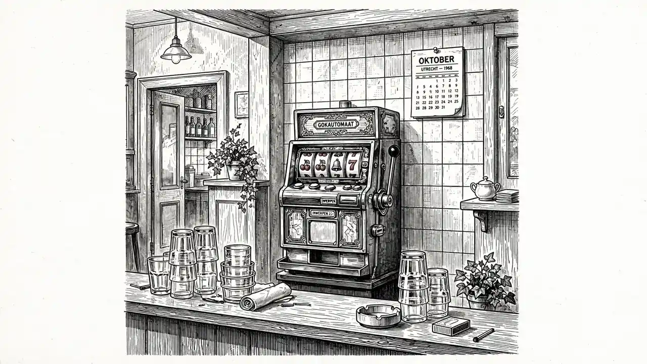 Gokkast in het achterzaaltje van een klein Nederlands café